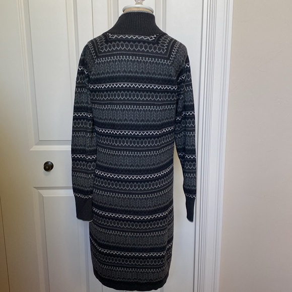 Eddie Bauer Knit Sweater Dress Womens M Quarter Zip Gray Winter Fair isle Nordic - Picture 3 of 8